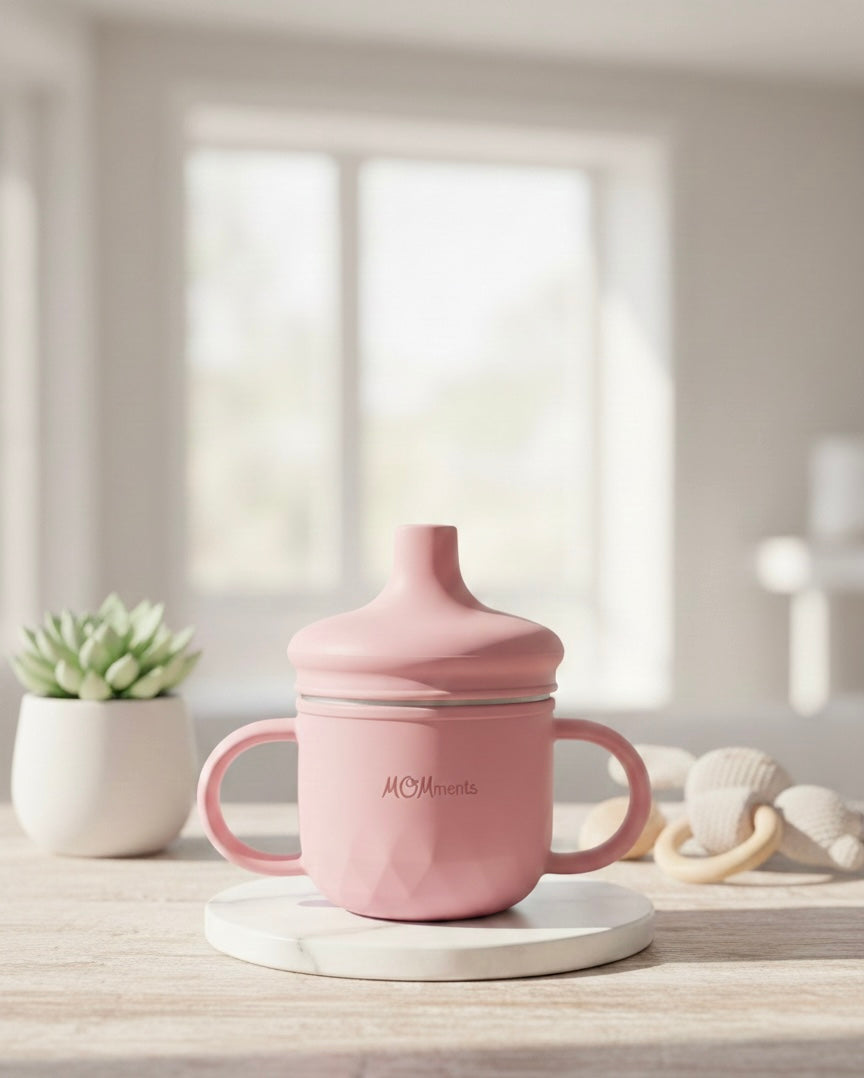 Pink Grow-With-Me 3-in-1 Stainless Steel Cup