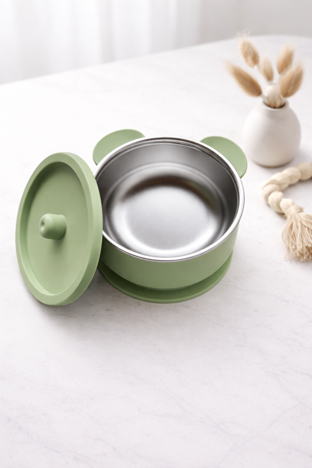 Green Stick & Stay Stainless Bowl