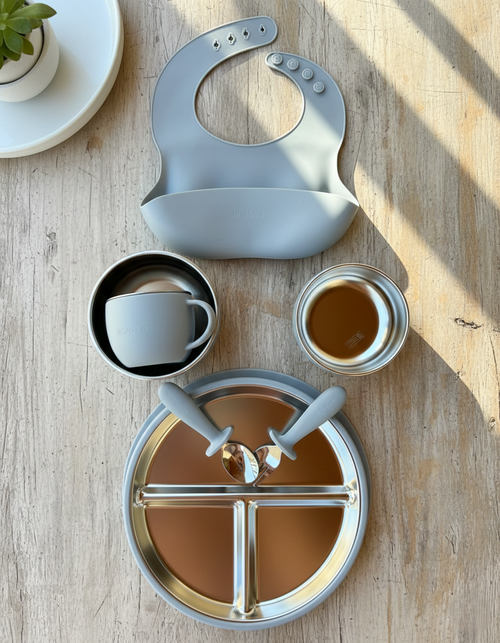 Blue Stainless Steel Feeding Set