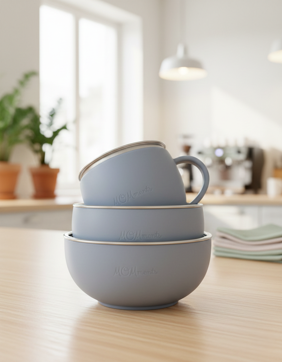 Blue Stainless Steel Feeding Set