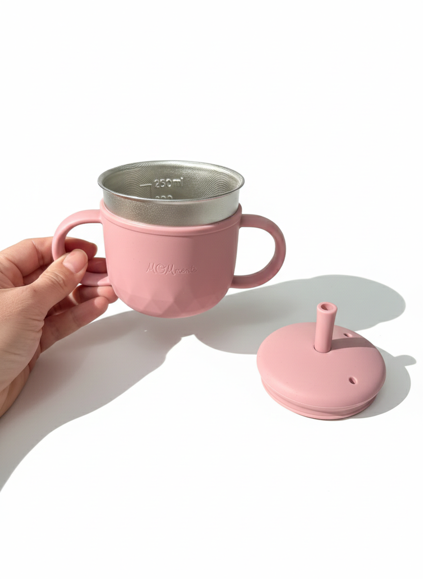 Pink Grow-With-Me 3-in-1 Stainless Steel Cup
