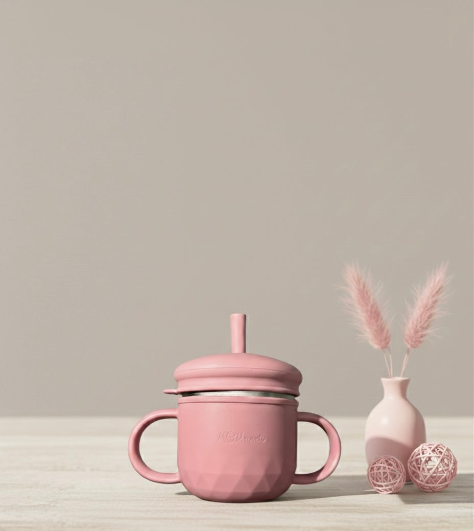 Pink Grow-With-Me 3-in-1 Stainless Steel Cup