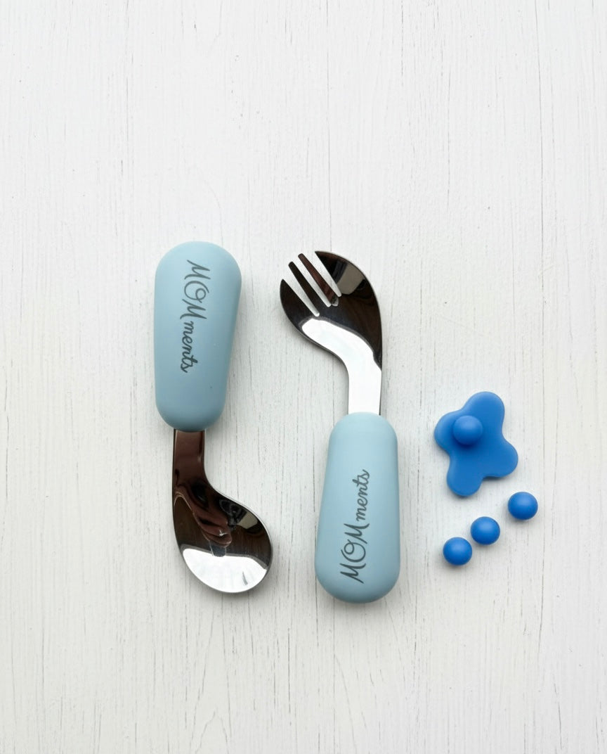 Blue Toddler anti-spill cutlery
