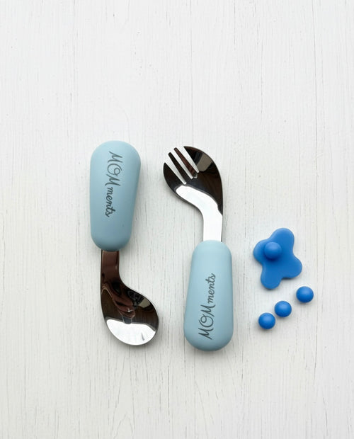 Blue Toddler anti-spill cutlery